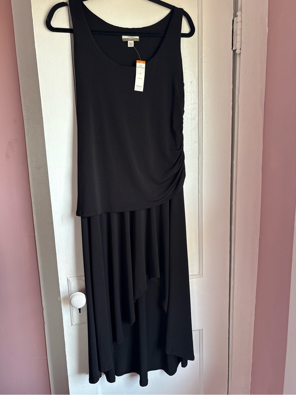 Muse Exclusively for Boston Proper Black High-Low Layered Midi Dress Size S NWT - Picture 2 of 5
